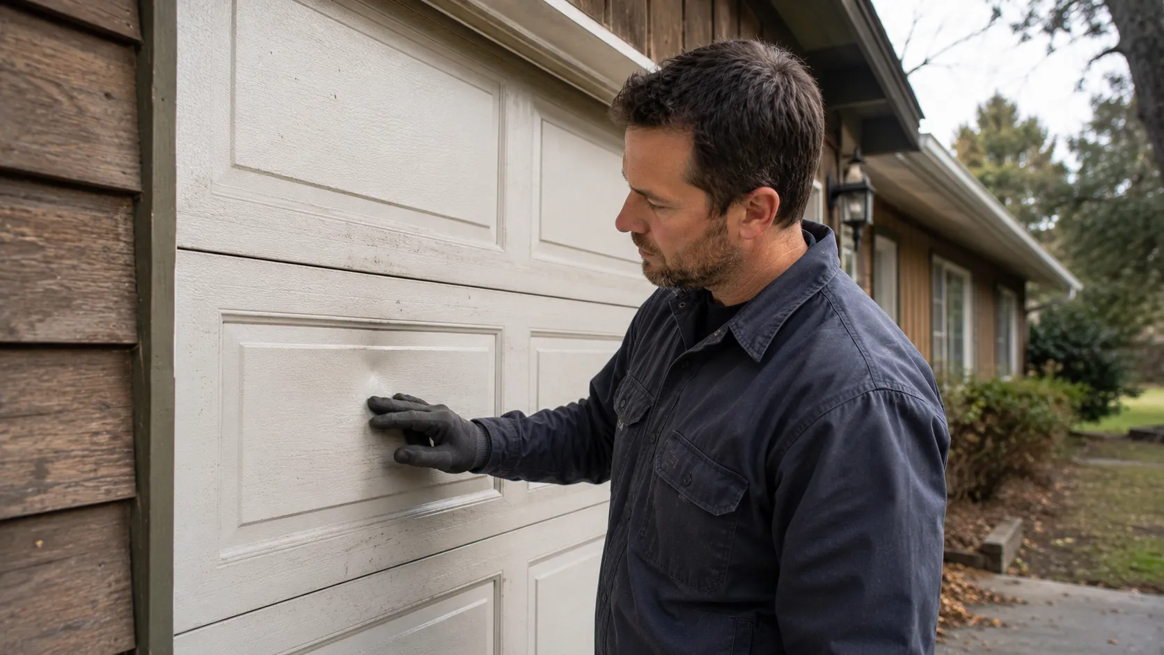 Garage door detail illustrating what a service call actually covers here in rochester
