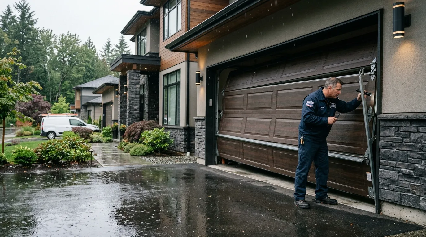Garage door detail illustrating why your garage door jumped its track
